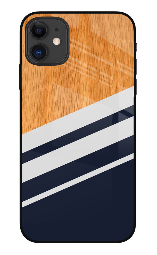 Blue and white wooden iPhone 11 Glass Case