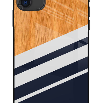 Blue and white wooden iPhone 11 Glass Case Back Cover by Casekaro