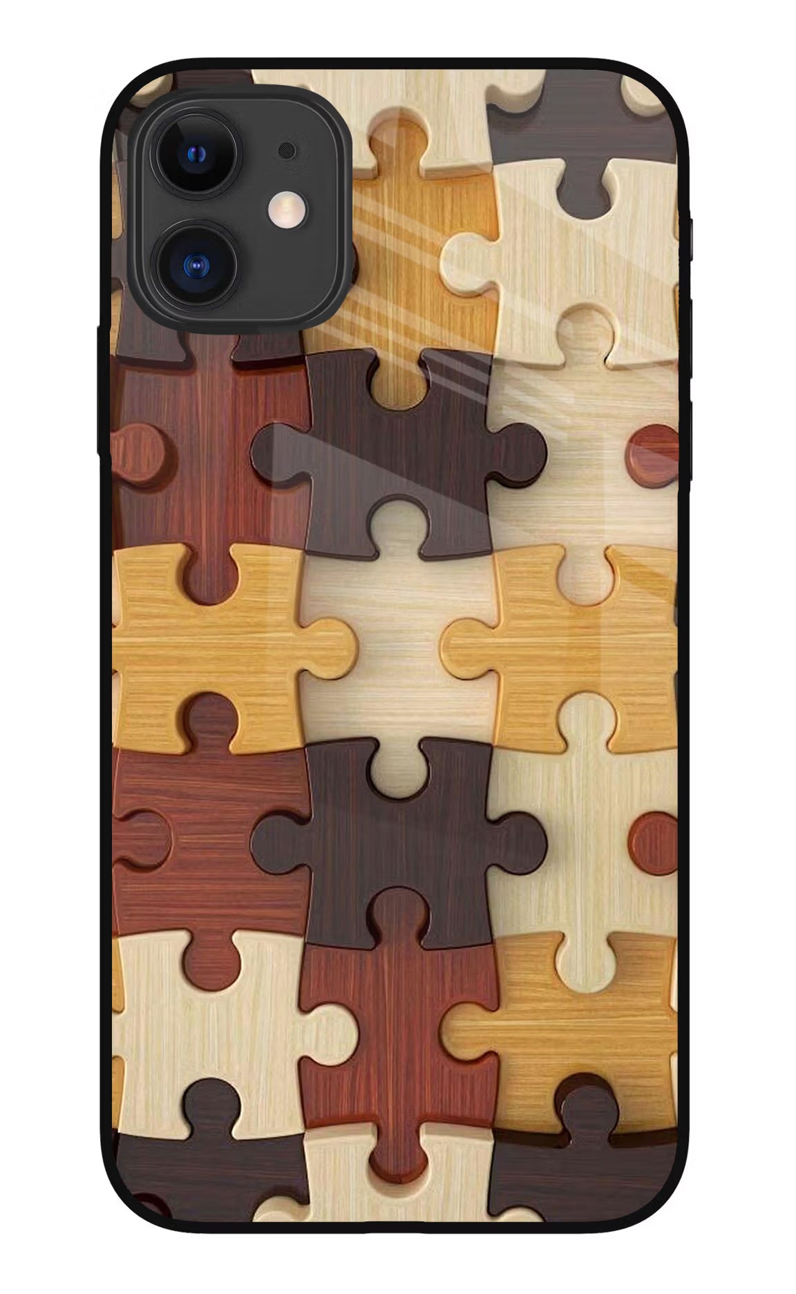 Wooden Puzzle iPhone 11 Glass Case Back Cover by Casekaro