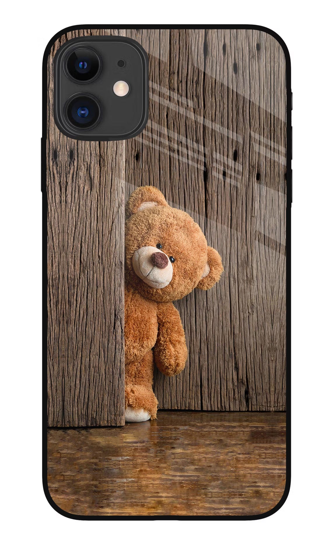 Teddy Wooden iPhone 11 Glass Case Back Cover by Casekaro