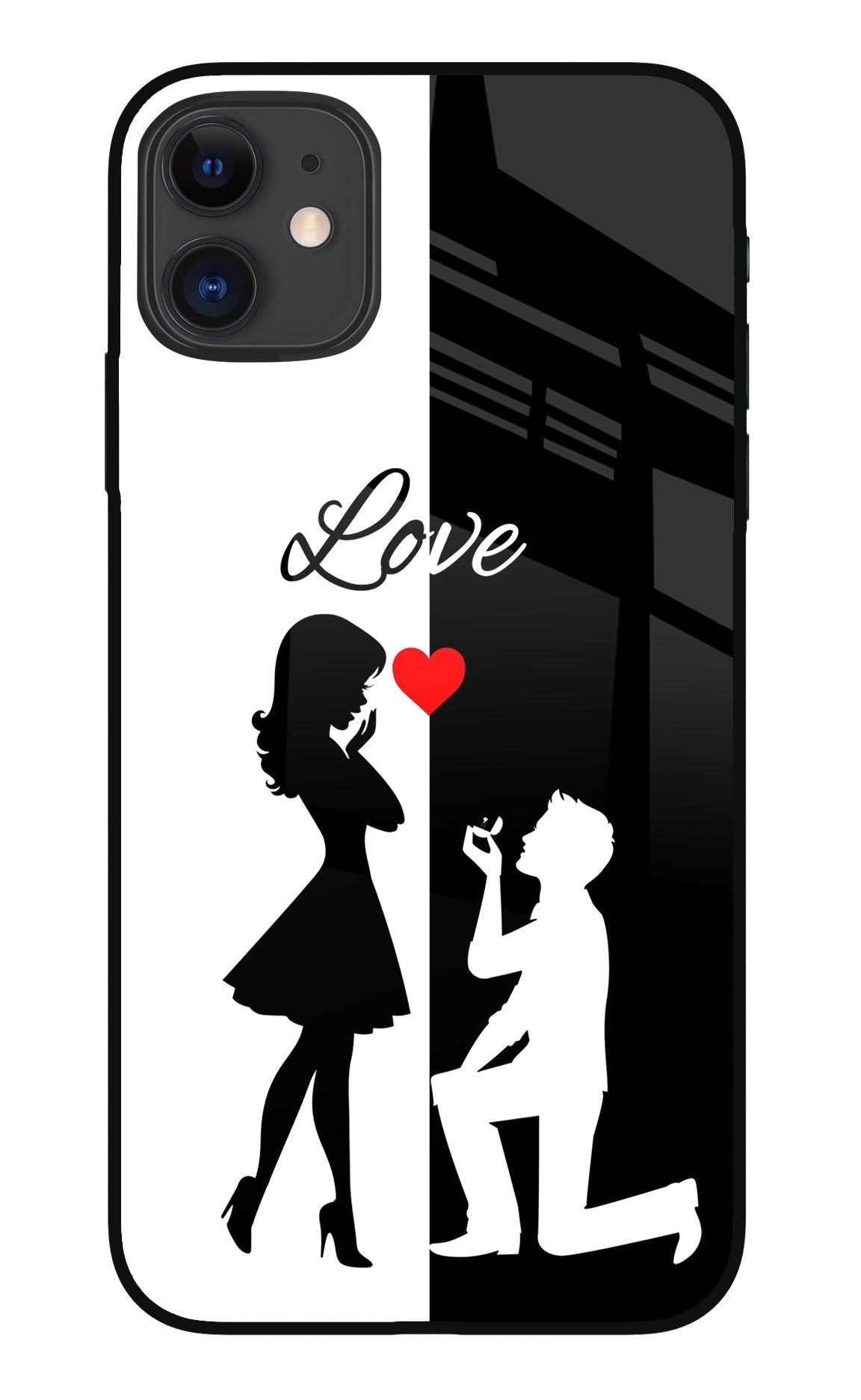 Love Propose Black And White iPhone 11 Back Cover