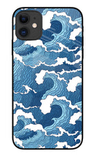 Blue Waves iPhone 11 Glass Case Back Cover by Casekaro