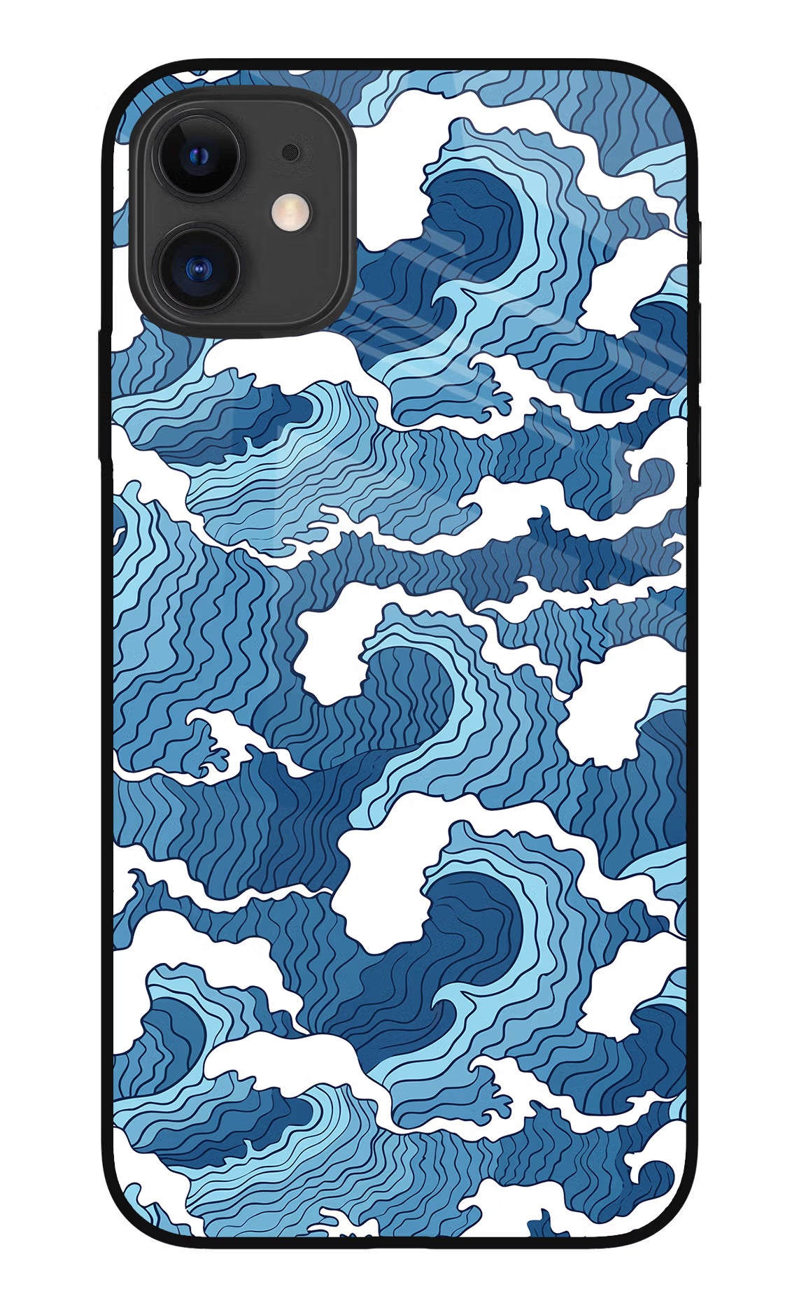 Blue Waves iPhone 11 Glass Case Back Cover by Casekaro