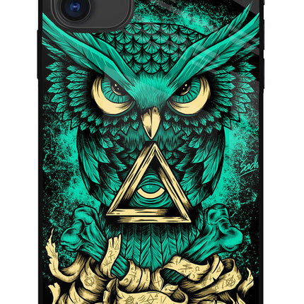Green Owl iPhone 11 Glass Case Back Cover by Casekaro