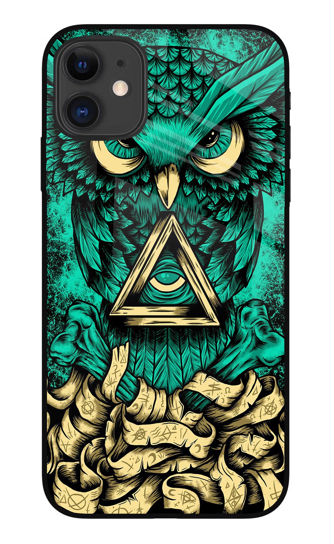 Green Owl iPhone 11 Glass Case Back Cover by Casekaro