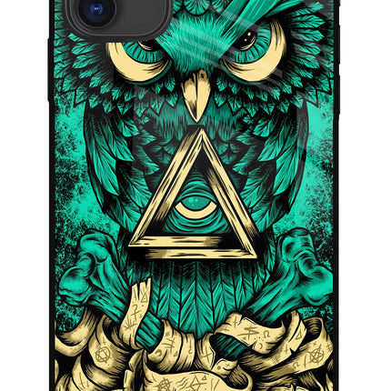 Green Owl iPhone 11 Glass Case Back Cover by Casekaro