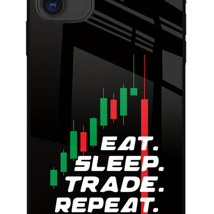 Eat Sleep Trade Repeat iPhone 11 Glass Case Back Cover by Casekaro