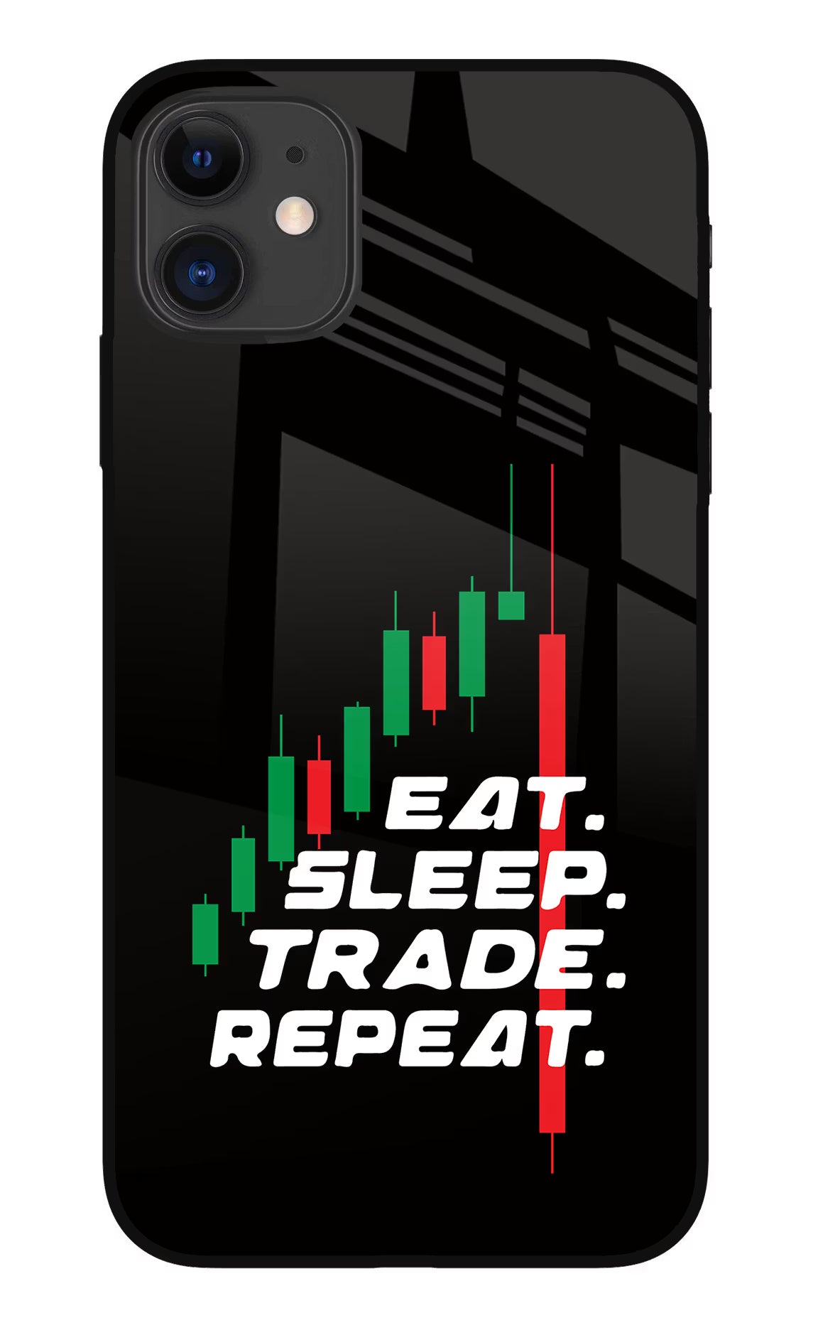 Eat Sleep Trade Repeat iPhone 11 Glass Case Back Cover by Casekaro