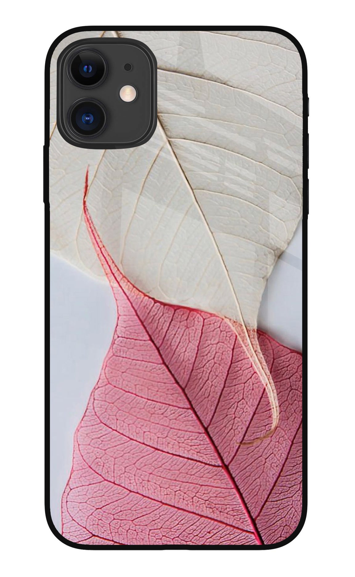 White Pink Leaf iPhone 11 Back Cover