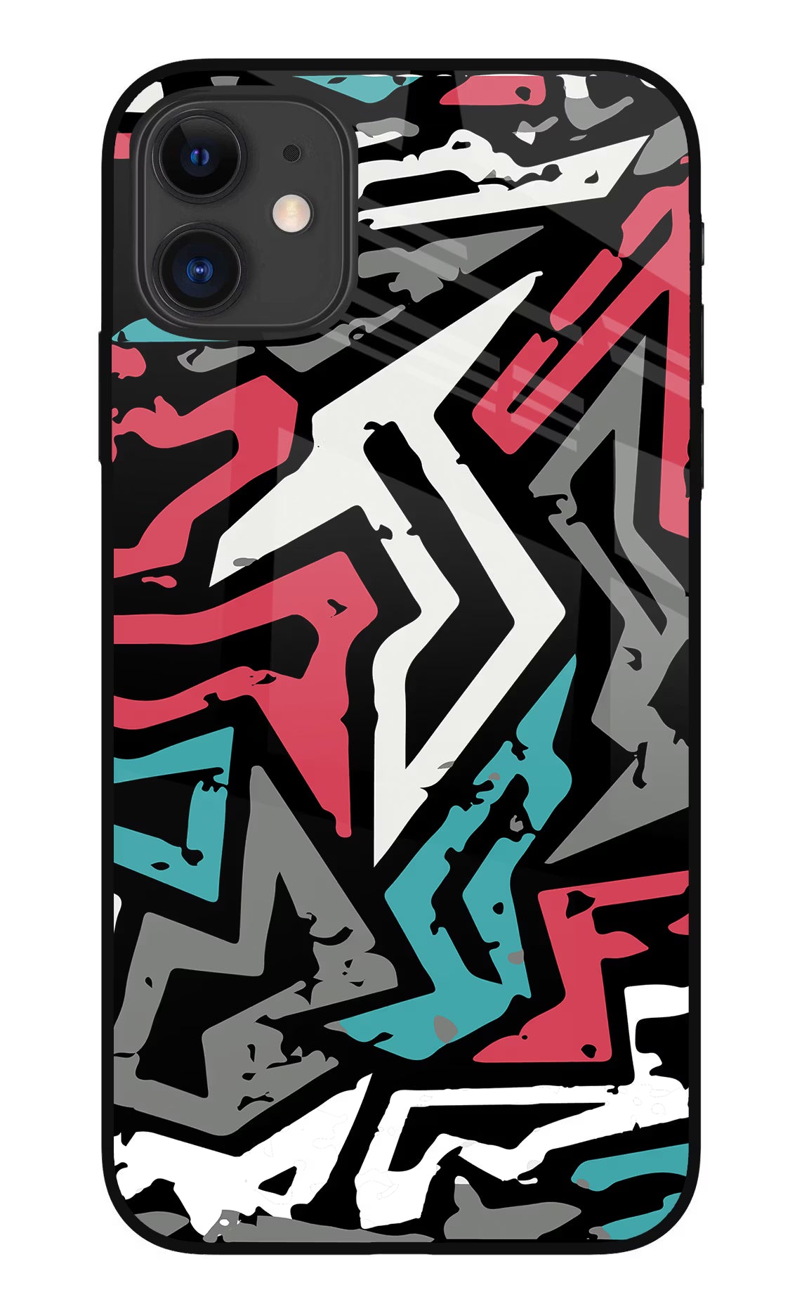 Geometric Graffiti iPhone 11 Glass Case Back Cover by Casekaro