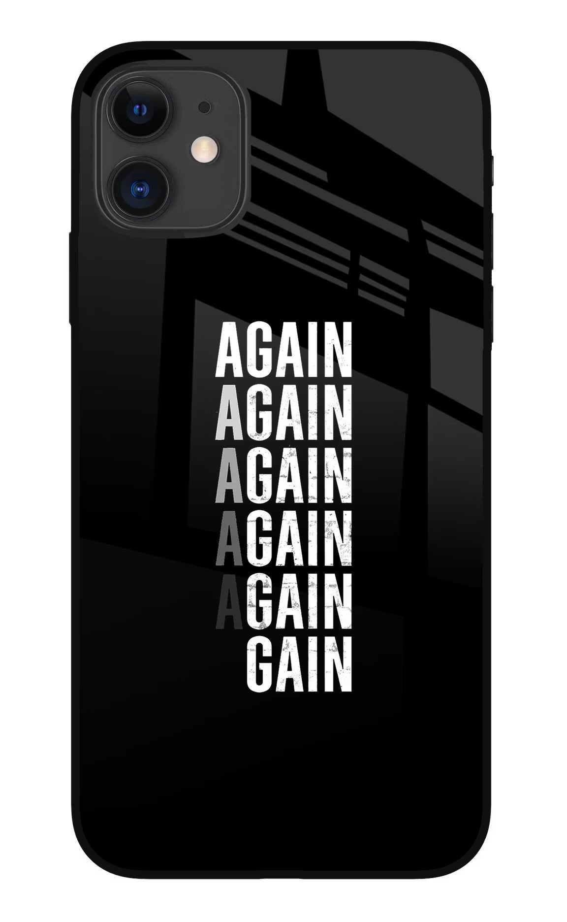 Again Again Gain iPhone 11 Glass Case Back Cover by Casekaro