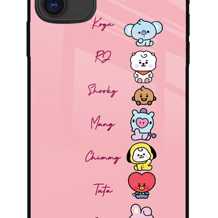 BTS names iPhone 11 Glass Case Back Cover by Casekaro