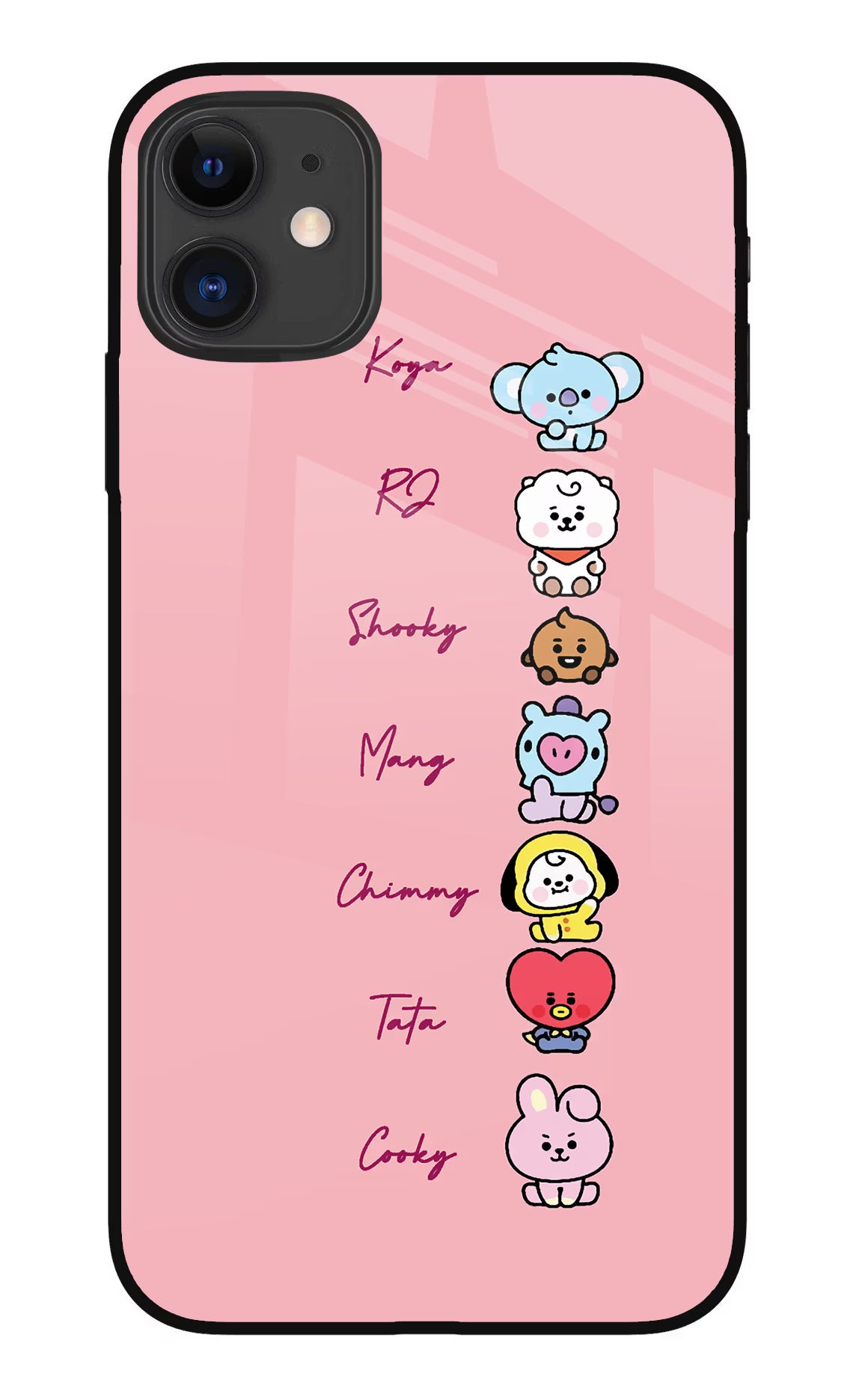BTS names iPhone 11 Glass Case Back Cover by Casekaro
