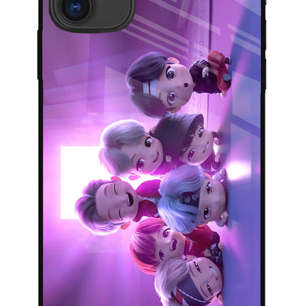 BTS Chibi iPhone 11 Glass Case Back Cover by Casekaro