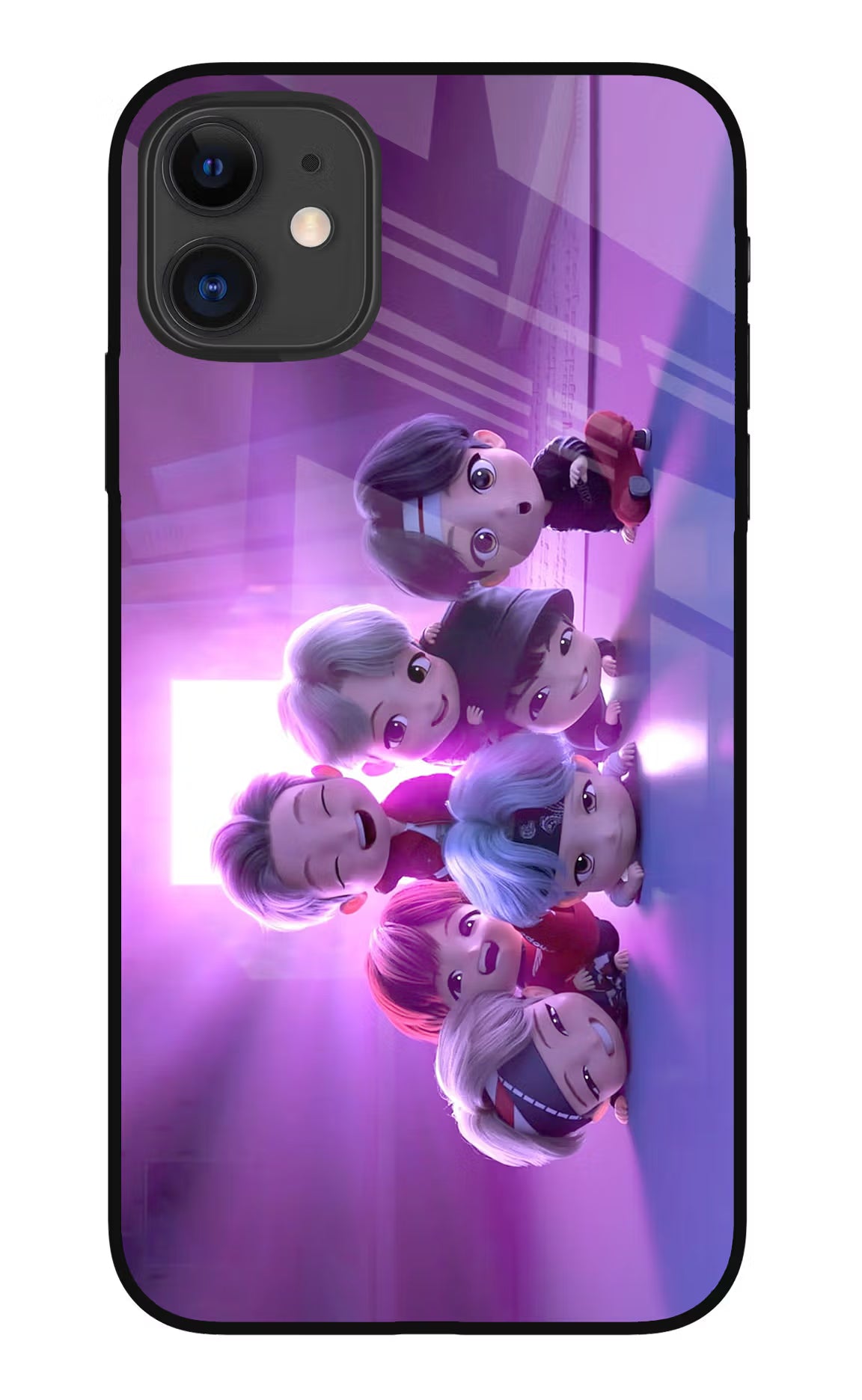 BTS Chibi iPhone 11 Glass Case Back Cover by Casekaro