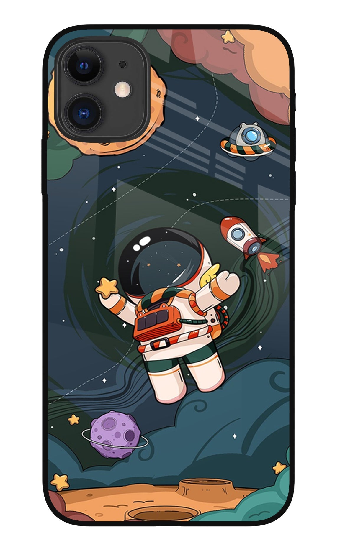 Cartoon Astronaut iPhone 11 Glass Case