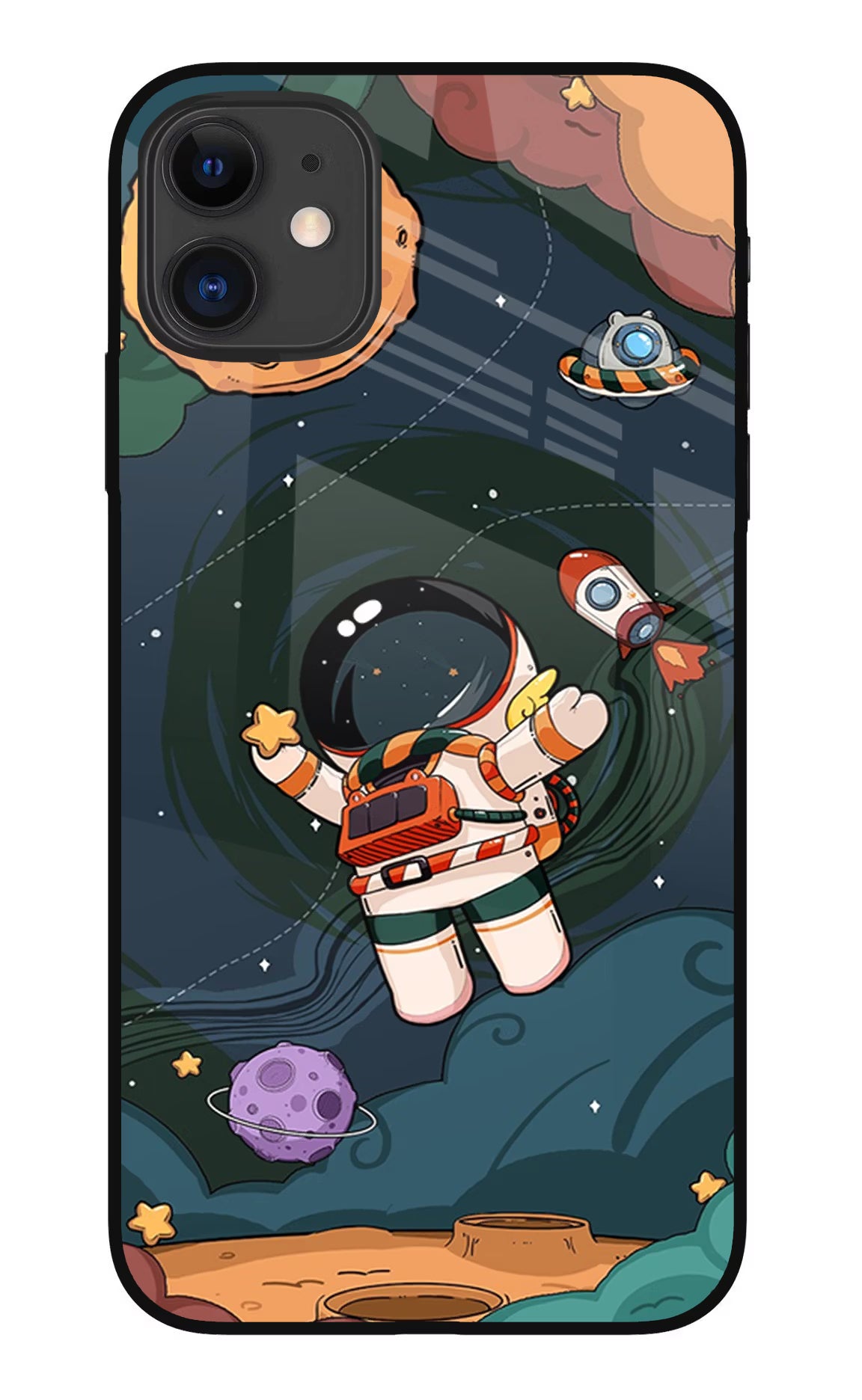 Cartoon Astronaut iPhone 11 Glass Case Back Cover by Casekaro