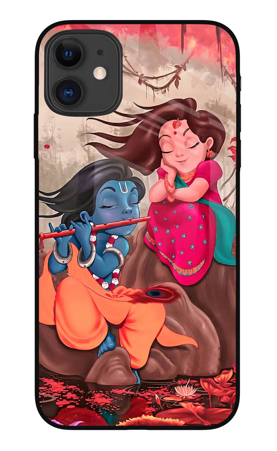 Radhe Krishna iPhone 11 Glass Case Back Cover by Casekaro