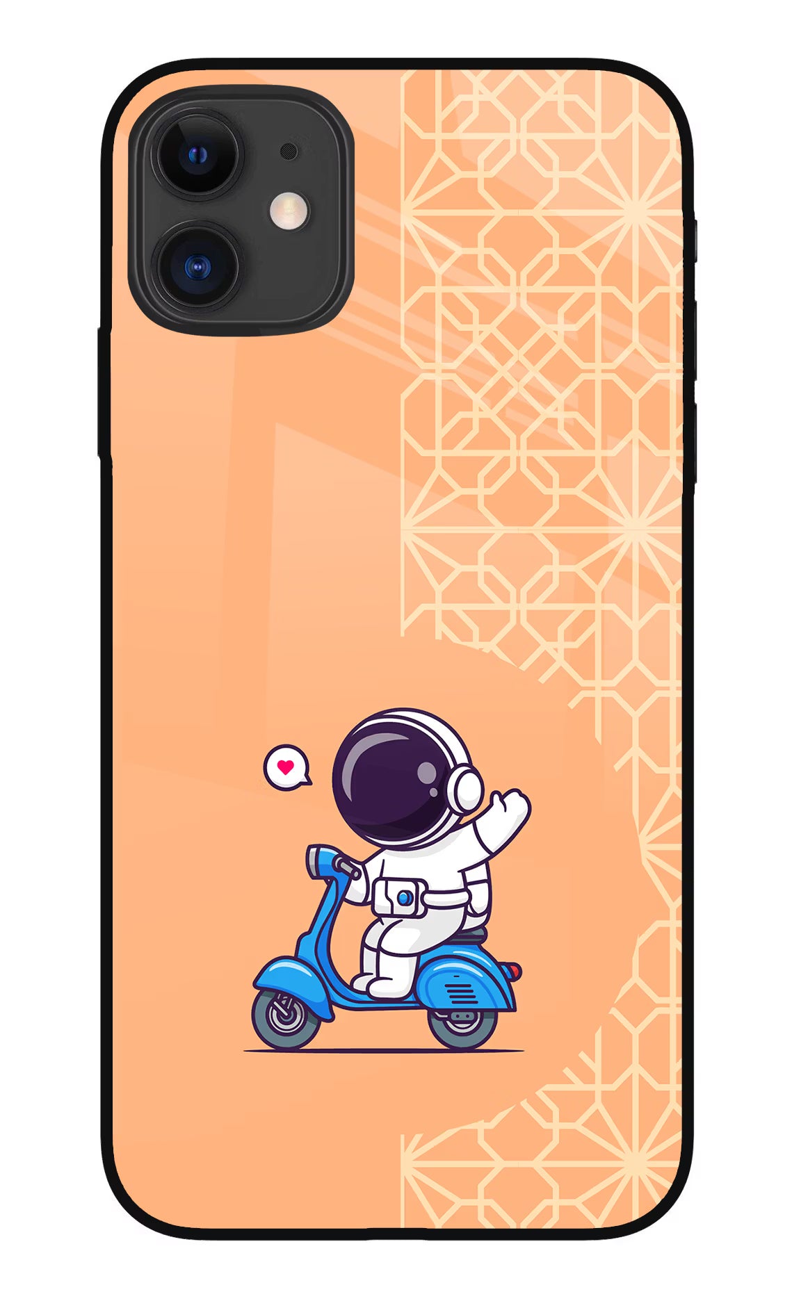Cute Astronaut Riding iPhone 11 Glass Case Back Cover by Casekaro