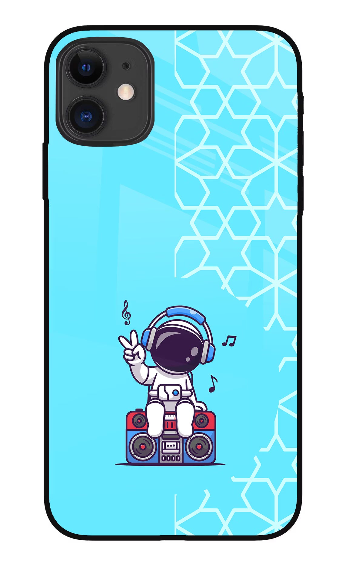 Cute Astronaut Chilling iPhone 11 Glass Case Back Cover by Casekaro