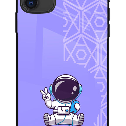 Cute Astronaut Chilling iPhone 11 Glass Case Back Cover by Casekaro