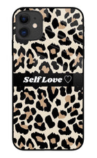 Leopard Print Self Love iPhone 11 Glass Case Back Cover by Casekaro