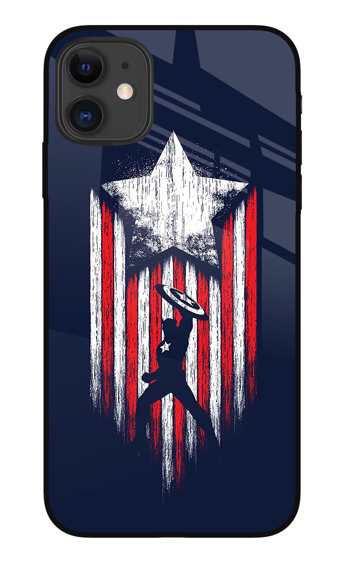Captain America Marvel Art iPhone 11 Glass Case Back Cover by Casekaro