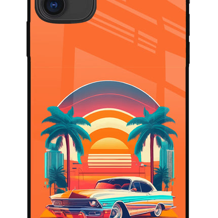 Palm Drive 80s iPhone 11 Glass Case Back Cover by Casekaro