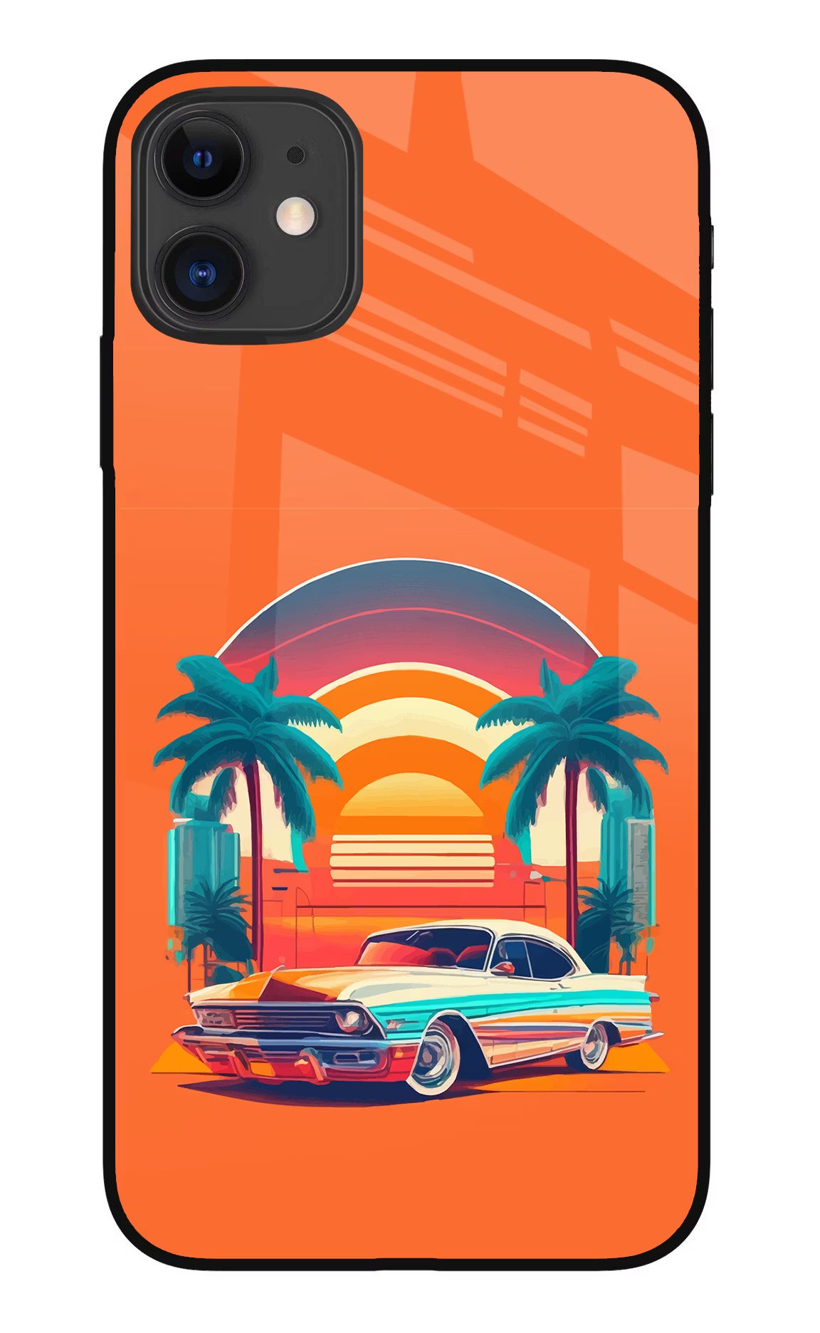Palm Drive 80s iPhone 11 Glass Case Back Cover by Casekaro