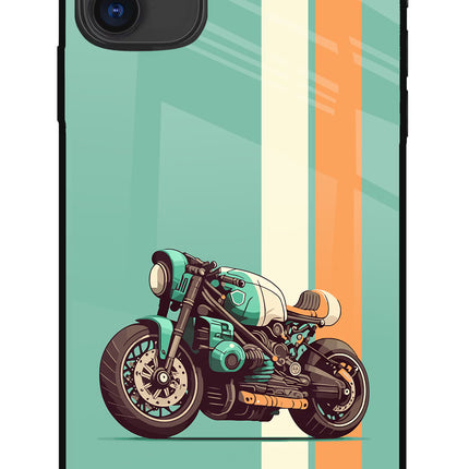 Striped Moto Drift iPhone 11 Glass Case Back Cover by Casekaro