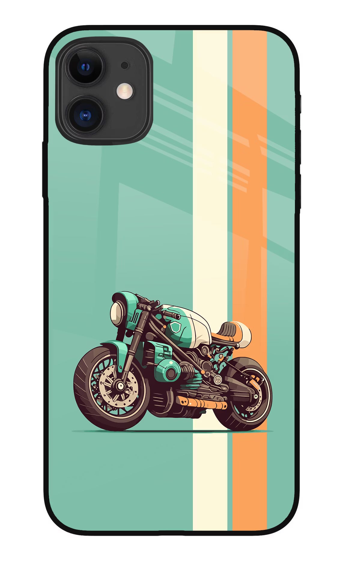 Striped Moto Drift iPhone 11 Glass Case Back Cover by Casekaro