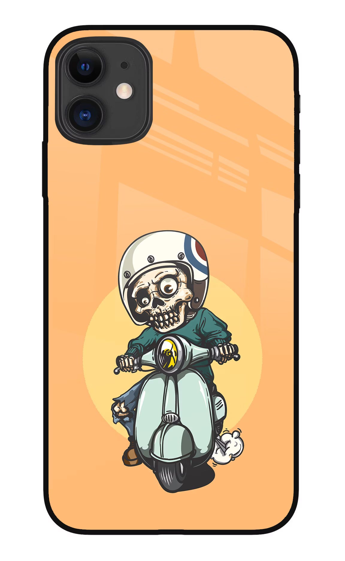 Undead Biker iPhone 11 Glass Case Back Cover by Casekaro