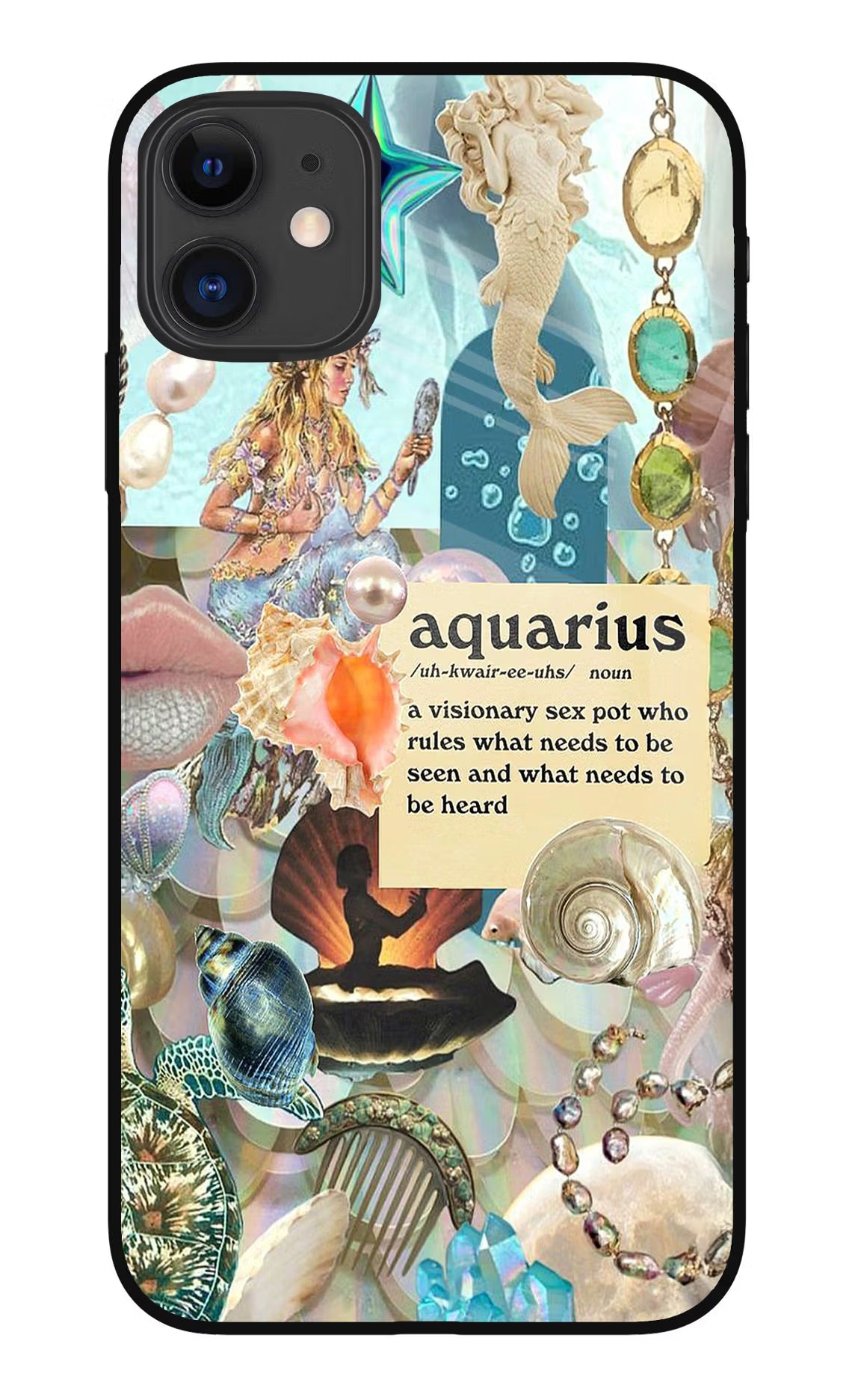 Aquarius Zodiac iPhone 11 Glass Case Back Cover by Casekaro