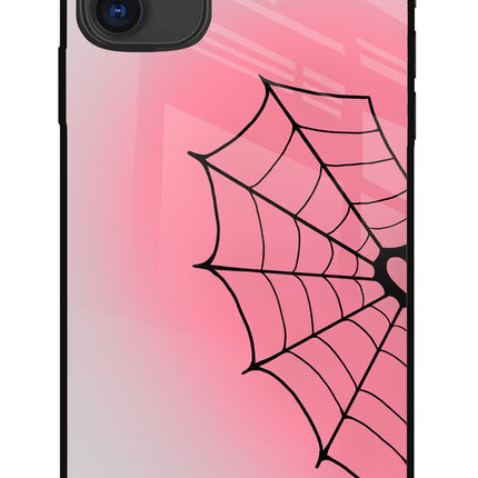Pink Web iPhone 11 Glass Case Back Cover by Casekaro