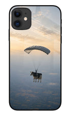 Skydiving Cow iPhone 11 Glass Case