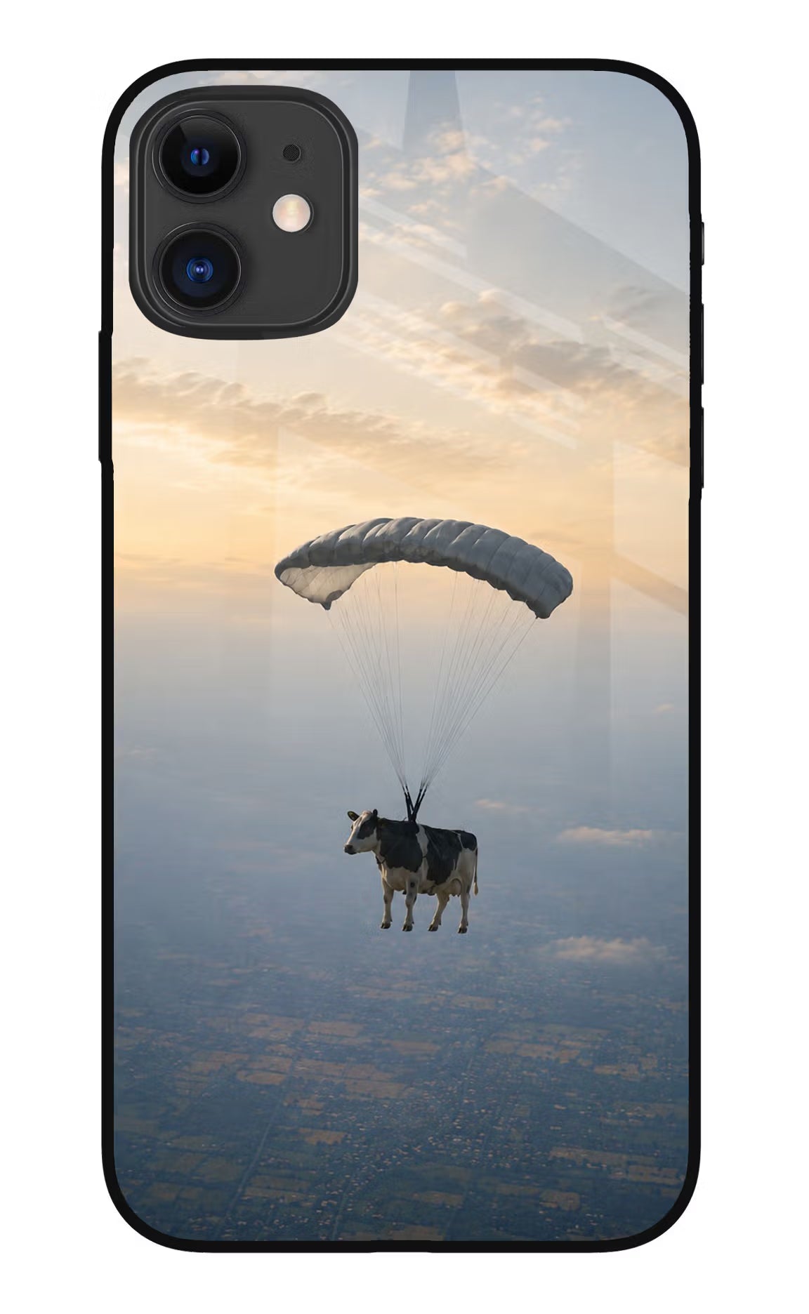 Skydiving Cow iPhone 11 Glass Case