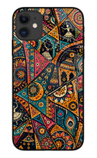 Folk Print iPhone 11 Glass Case