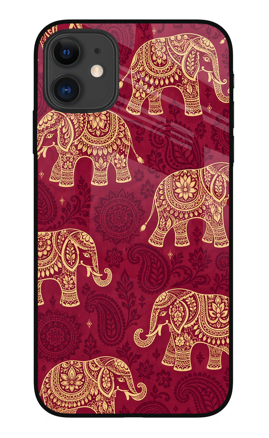 Maroon Elephant iPhone 11 Back Cover, Glass case
