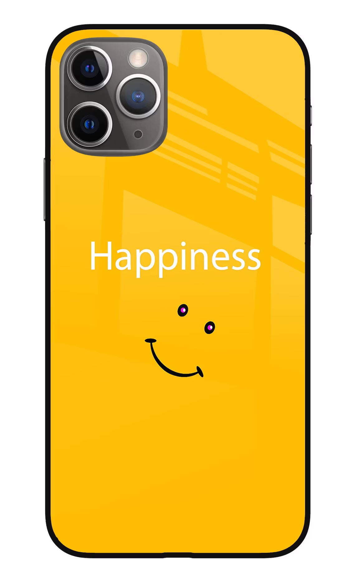 Happiness With Smiley iPhone 11 Pro Glass Case Back Cover by Casekaro