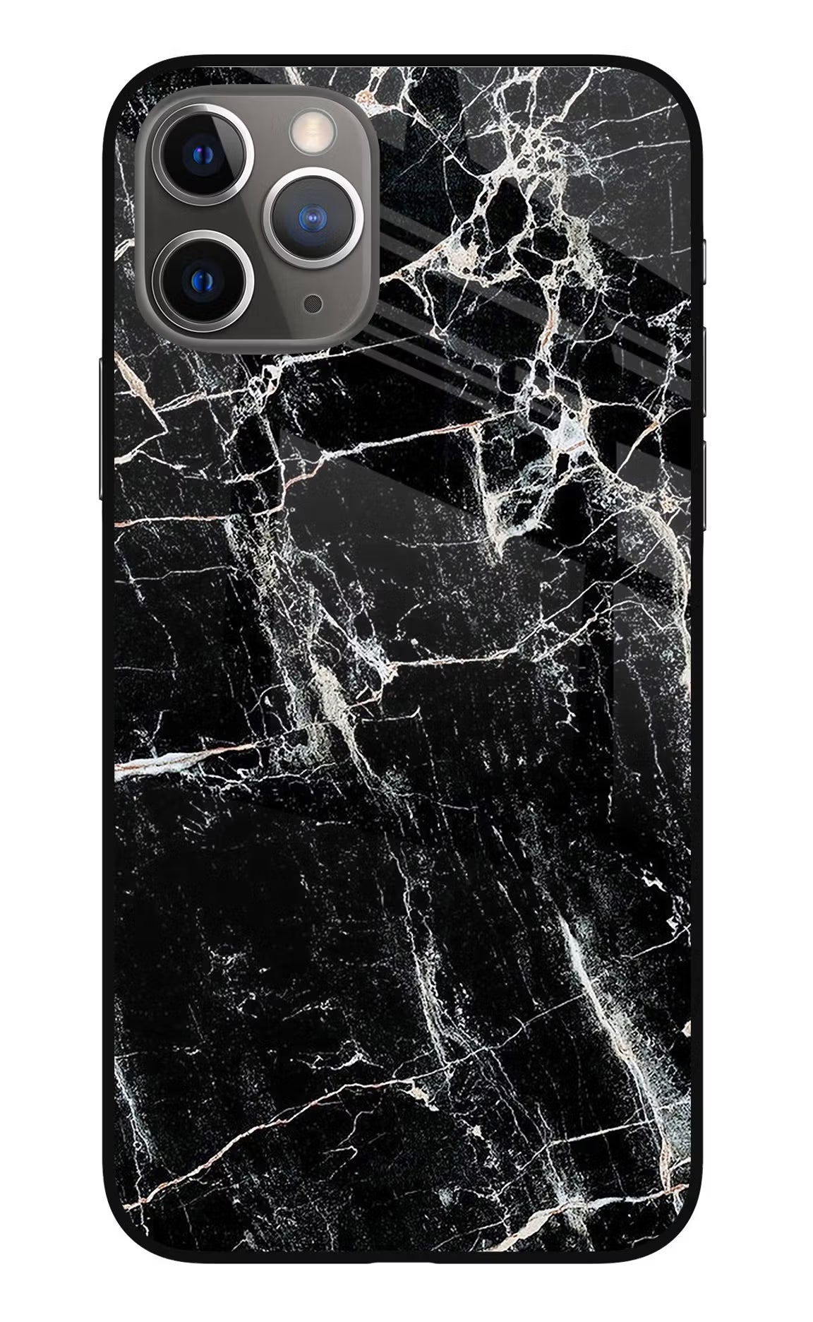 Black Marble Texture iPhone 11 Pro Glass Case Back Cover by Casekaro