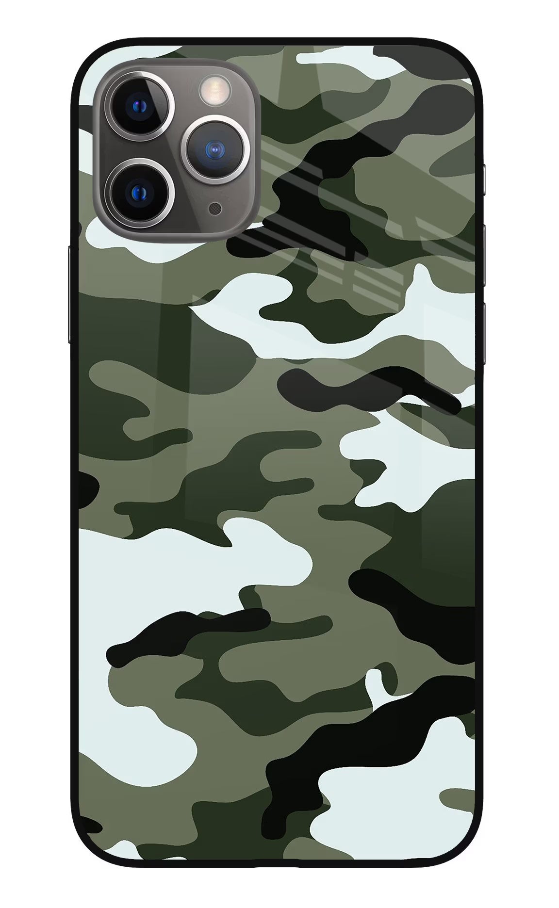 Camouflage iPhone 11 Pro Glass Case Back Cover by Casekaro