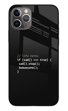 Life Motto Code iPhone 11 Pro Glass Case Back Cover by Casekaro