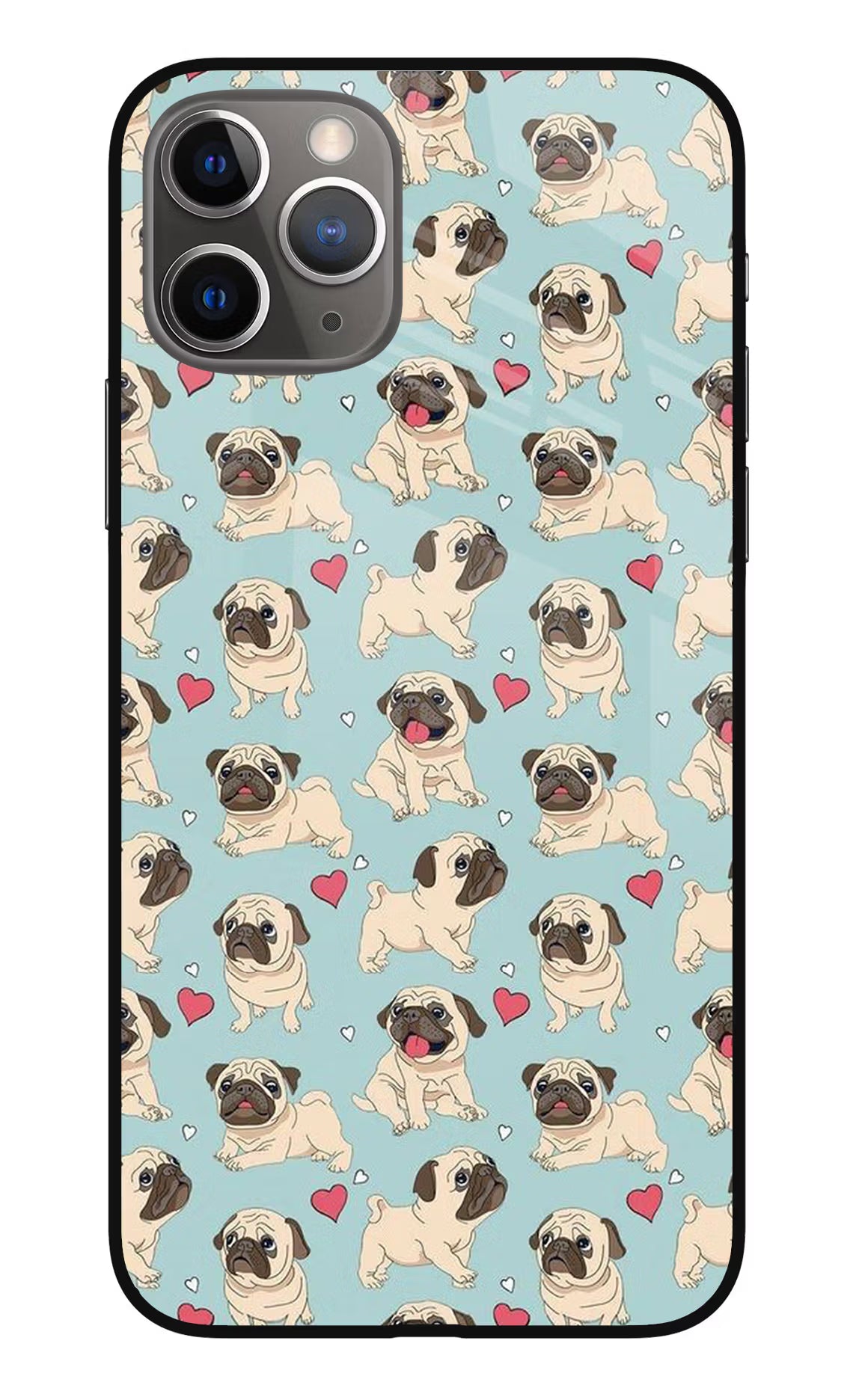 Pug Dog iPhone 11 Pro Glass Case Back Cover by Casekaro