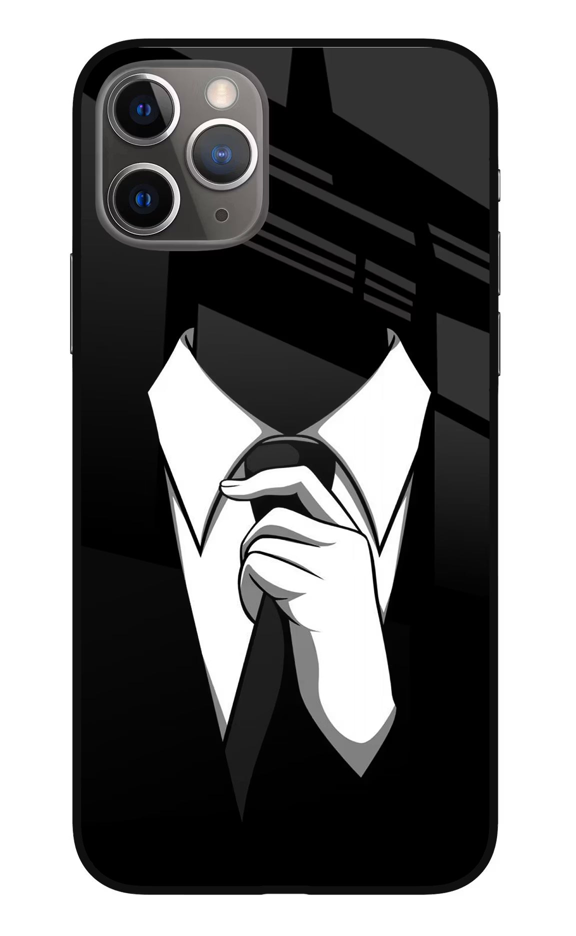 Black Tie iPhone 11 Pro Glass Case Back Cover by Casekaro