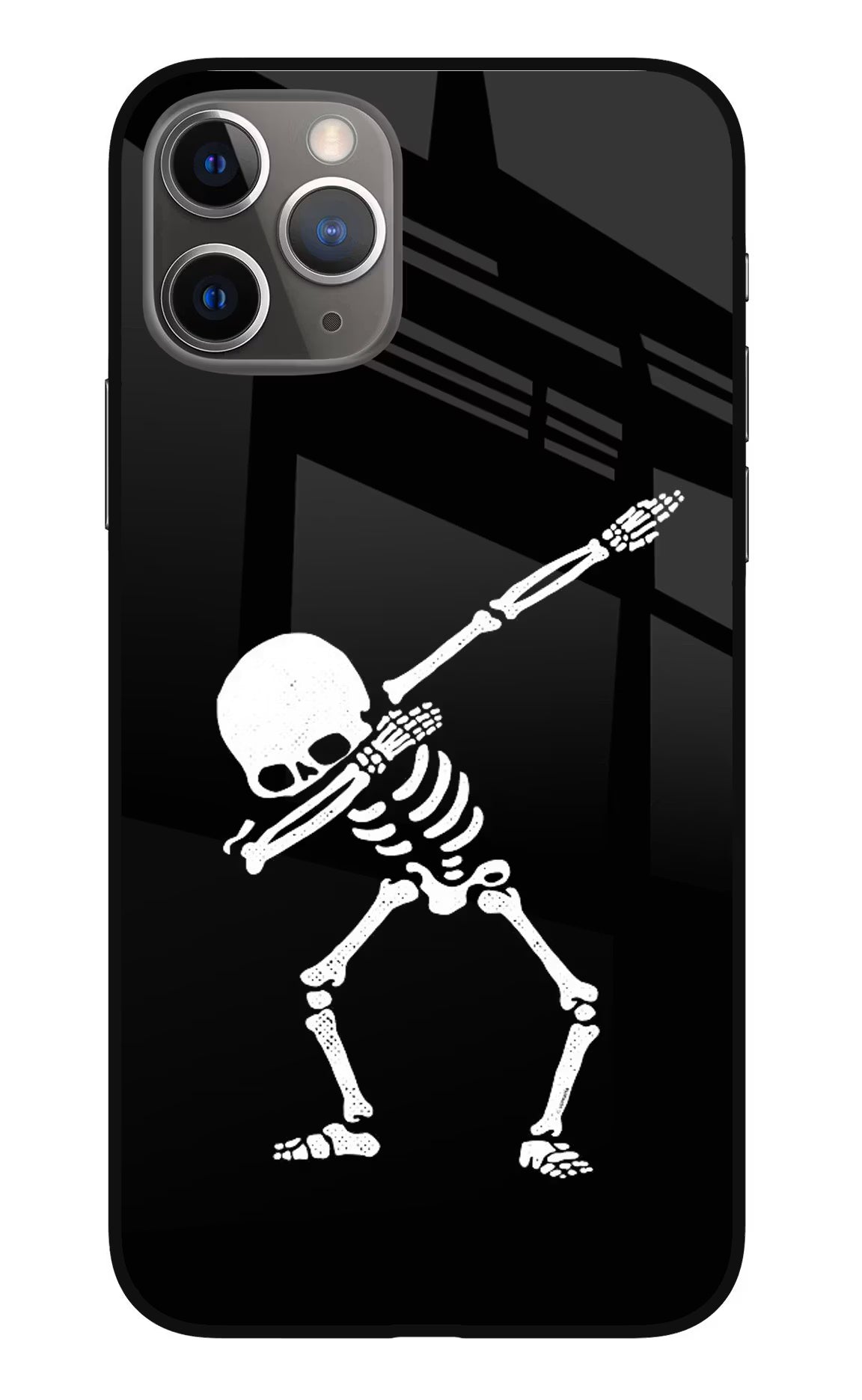 Dabbing Skeleton Art iPhone 11 Pro Glass Case Back Cover by Casekaro