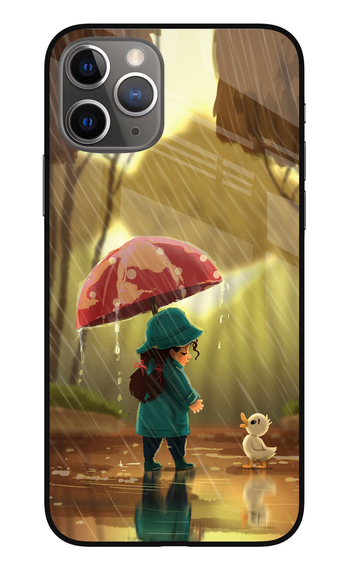 Rainy Day iPhone 11 Pro Glass Case Back Cover by Casekaro