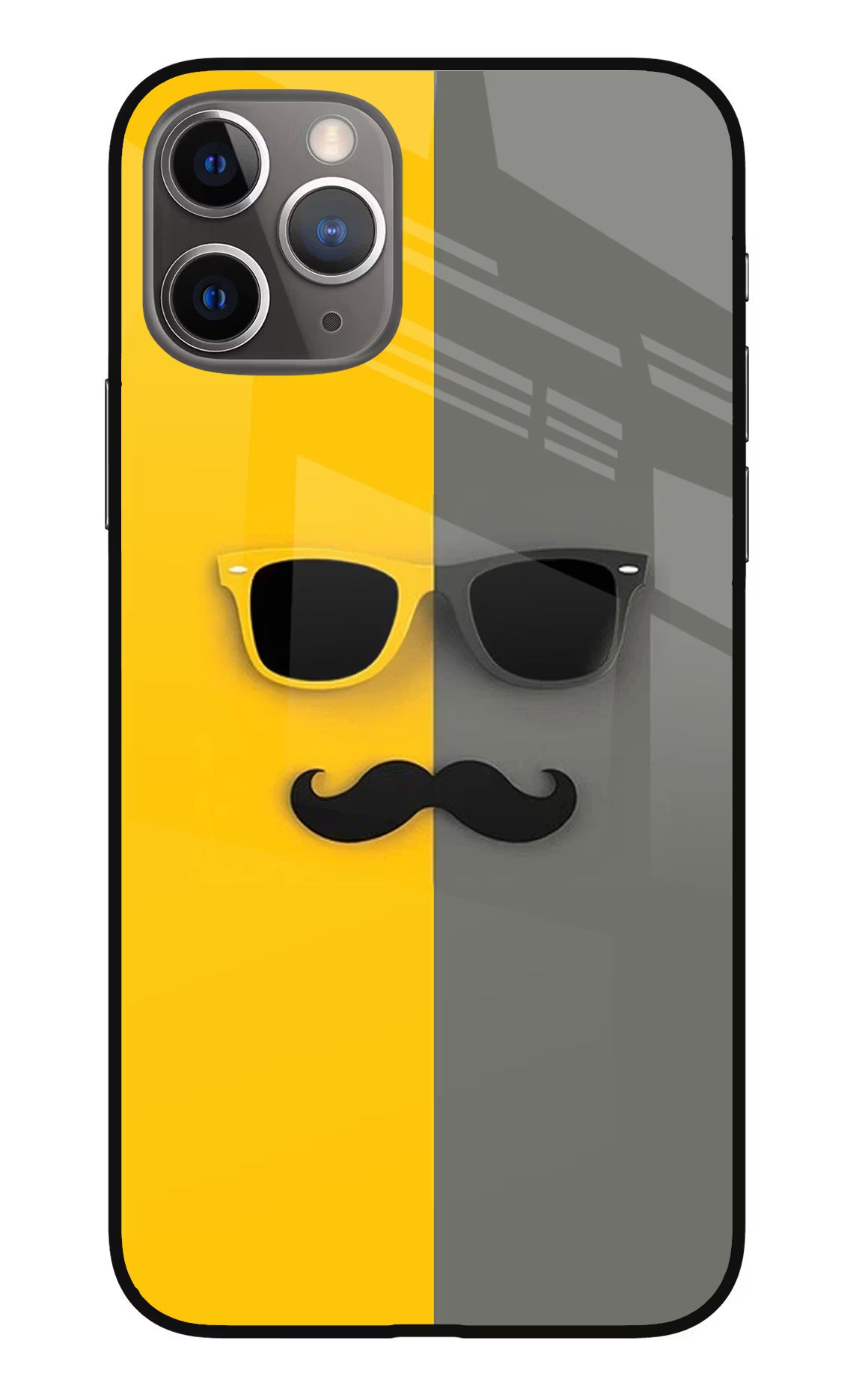 Sunglasses with Mustache iPhone 11 Pro Glass Case Back Cover by Casekaro