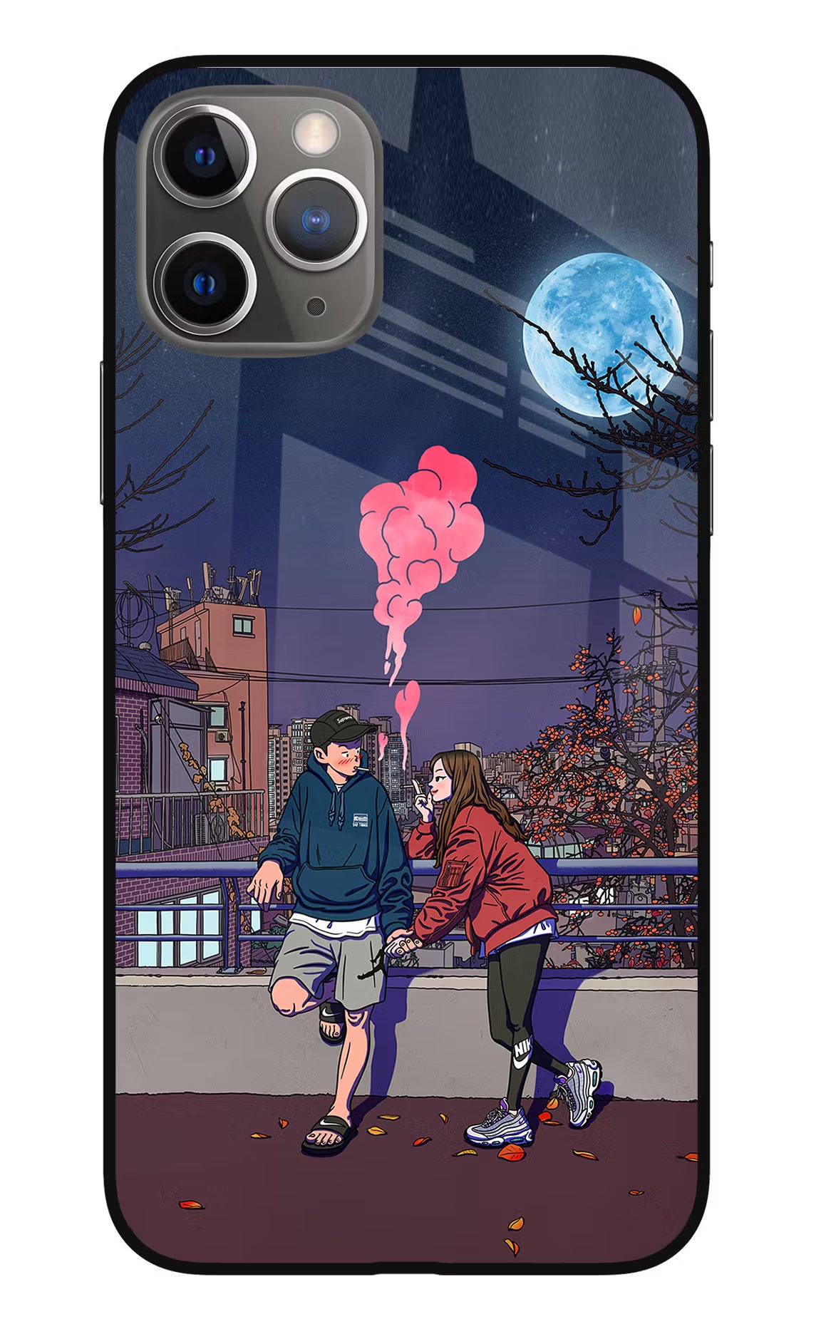 Chilling Couple iPhone 11 Pro Glass Case Back Cover by Casekaro