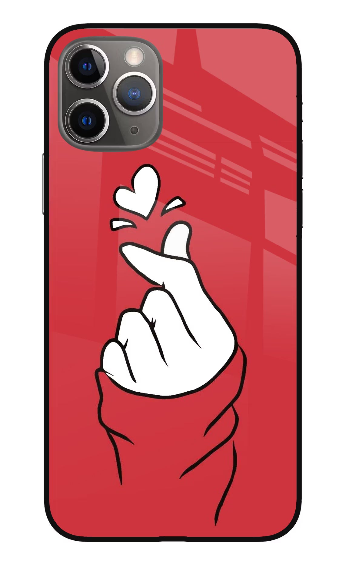 Korean Love Sign iPhone 11 Pro Glass Case Back Cover by Casekaro