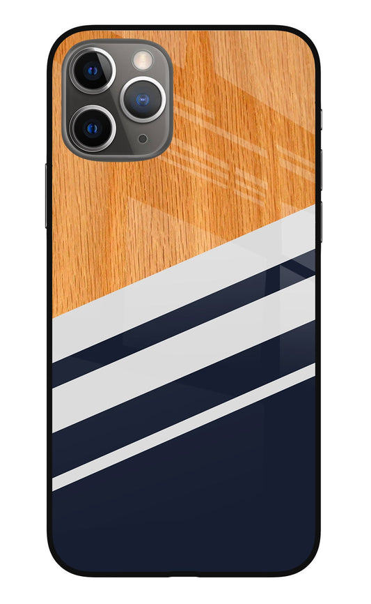 Blue and white wooden iPhone 11 Pro Glass Case